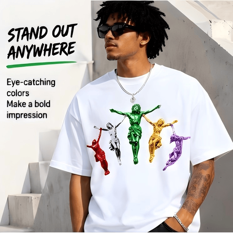 Metallic Jesus Graphic T-Shirt
