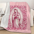 Kuschelige rosa Mariendecke – superweicher Samt mit Blumenmuster, perfektes Geschenk für Mama, Oma, zum Geburtstag und Valentinstag, ideal für Sofa, Bett, Reisen und Wohnzimmer, multifunktionale Decke | Blumendecke | Plüschige Textur, Meditationsdecke