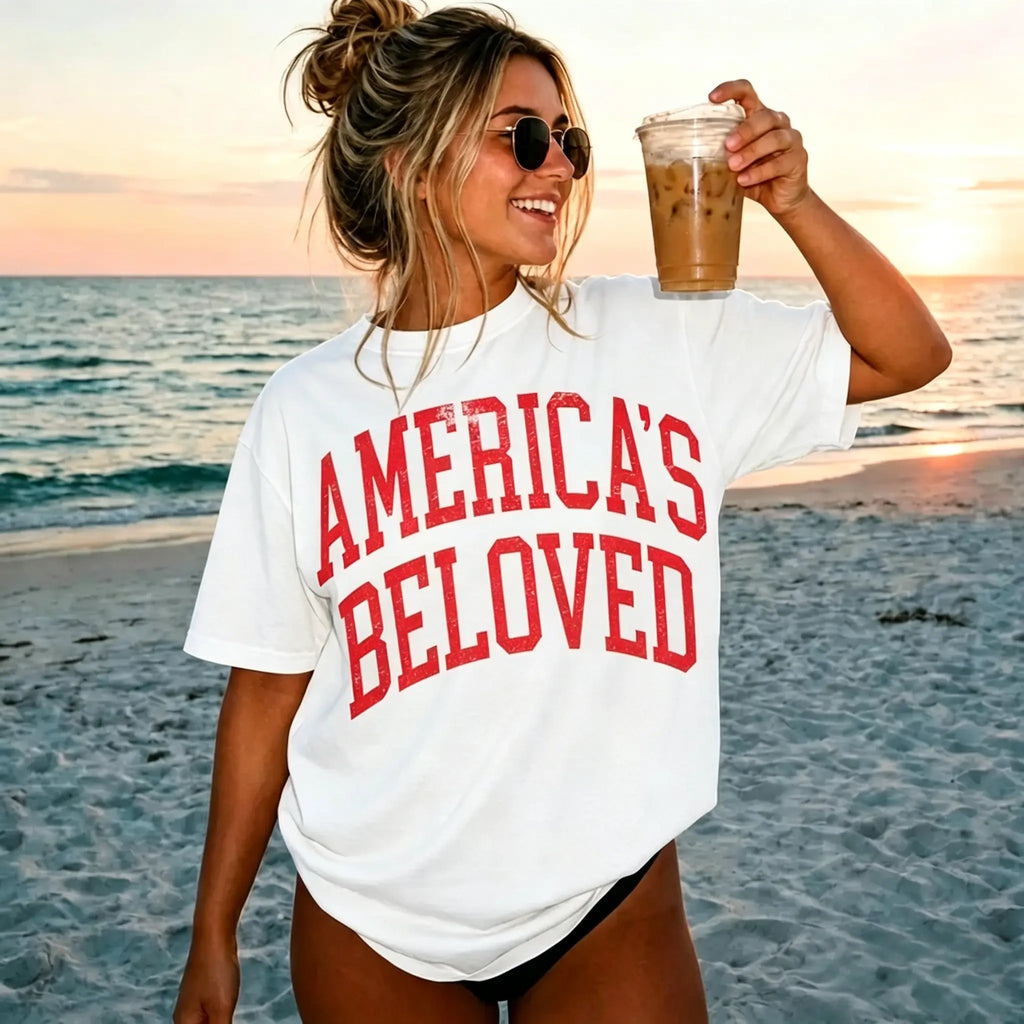 Retro Americas Favorite 4th Of July Shirt Preppy Fourth of July Tshirt Trendy Oversized USA Tee  Aesthetic Patriotic Shirt