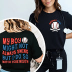 Baseball Mama Shirt, My Boy Might Not Always Swing, Baseball Mom Gift, Sports Mom Shirt, Funny Baseball Sayings, Mom Gifts