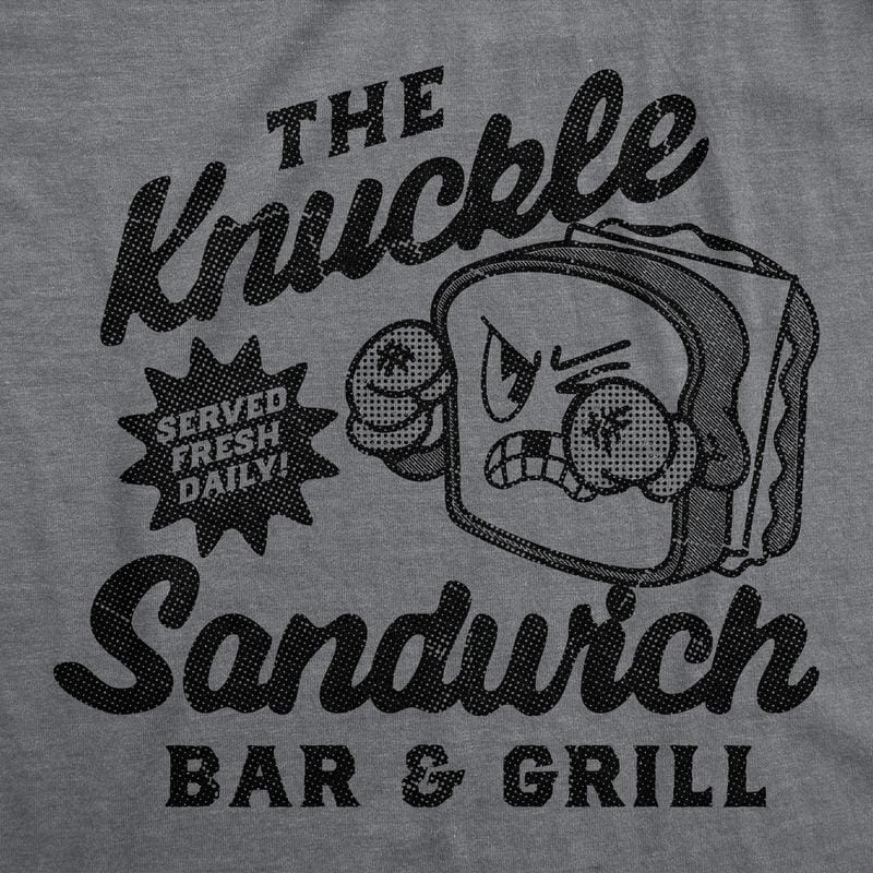 Mens Funny T Shirts The Knuckle Sandwich Bar and Grill Sarcastic Graphic Novelty Tee for Men Mens Funny T Shirts Cool Vintage Fashion T-Shirt Gift Classic Menswear Sarcastic Apparel for Men Funny Food Short Dark Grey