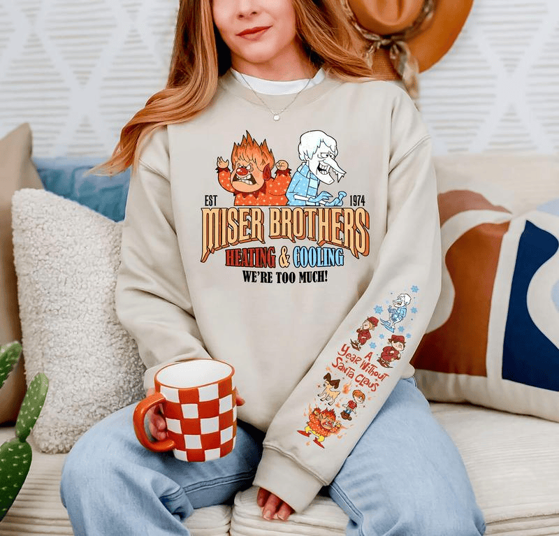 Vintage A Year Without Santa Claus Sweatshirt, Miser Brothers Shirt, Retro Christmas Hoodie, Snow Miser Heat Miser Sweatshirt, Heating and Cooling Miser Shirt