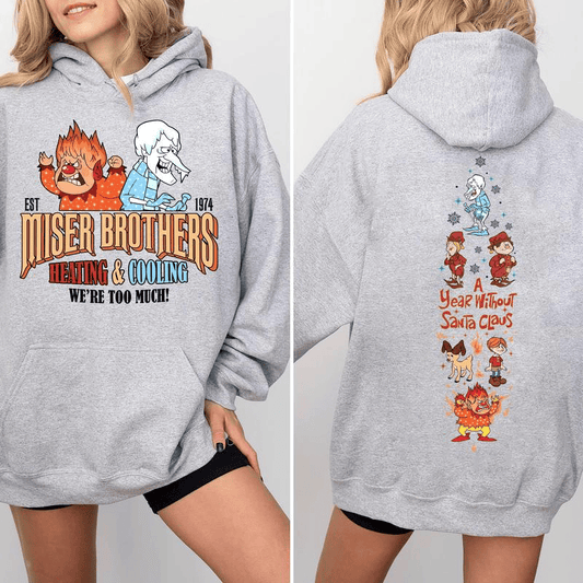 Vintage A Year Without Santa Claus Sweatshirt, Miser Brothers Shirt, Retro Christmas Hoodie, Snow Miser Heat Miser Sweatshirt, Heating and Cooling Miser Shirt