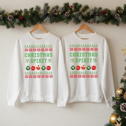 Funny Couples Christmas Sweatshirt, Christmas Spirit Couple Sweatshirts, Funny Ugly Christmas Sweater, Balls Deep in Christmas Spirit Jumper, Matching Adult Humor Holiday Gifts