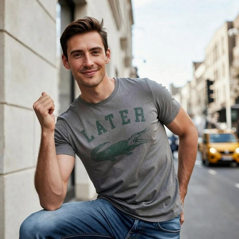 Mens Later Alligator T Shirt Funny Gator Joke Saying Tee for Guys Mens Funny T Shirts Cool Vintage Fashion T-Shirt Gift Classic Menswear Sarcastic Apparel for Men Funny Animal Short Sleeve Novelty Tees for Guys Dark Grey