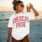 Retro Americas Favorite 4th Of July Shirt Preppy Fourth of July Tshirt Trendy Oversized USA Tee  Aesthetic Patriotic Shirt