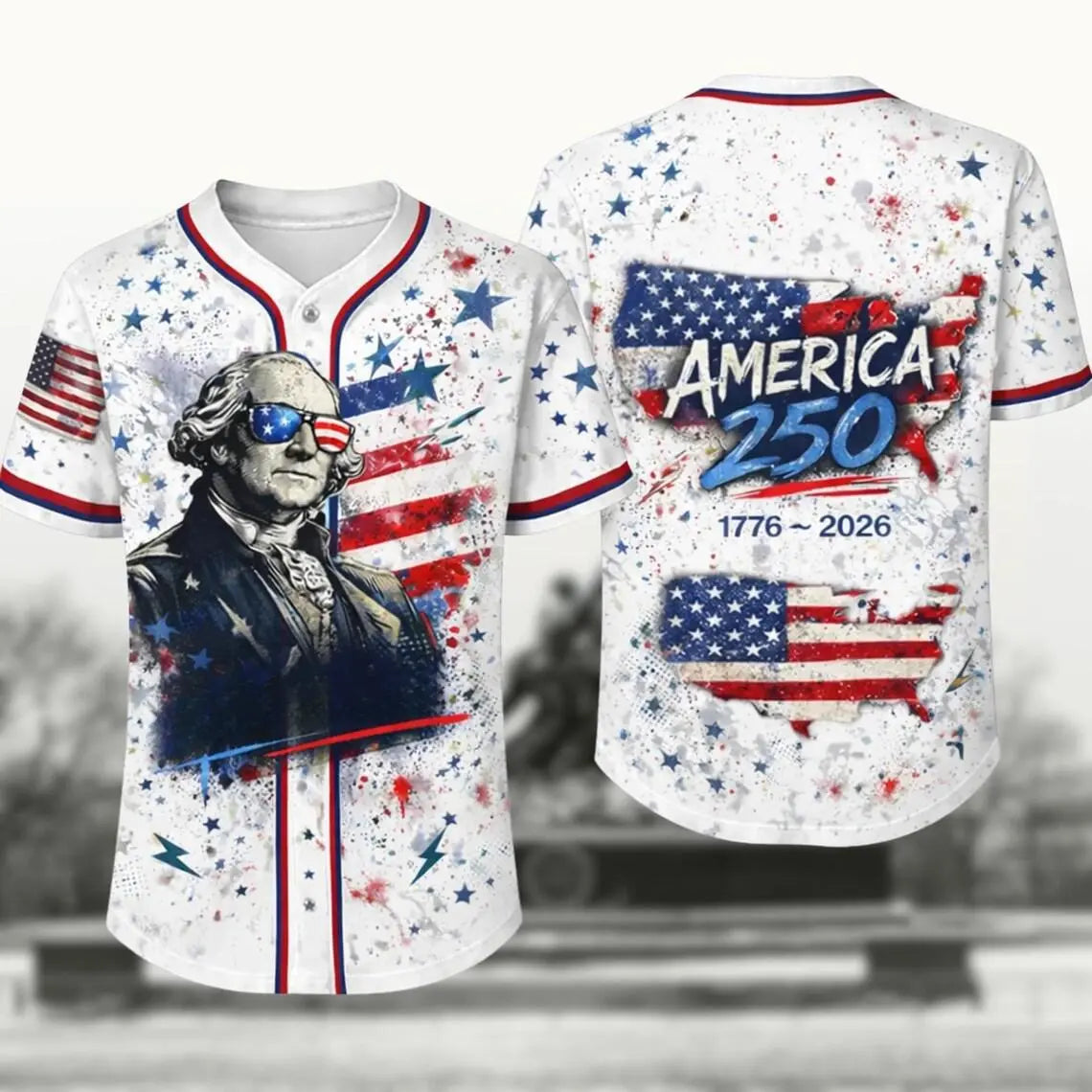 Patriotic Baseball Jersey Shirt, USA 250 Independence Day Shirt, 4th of July Gift for Men Women
