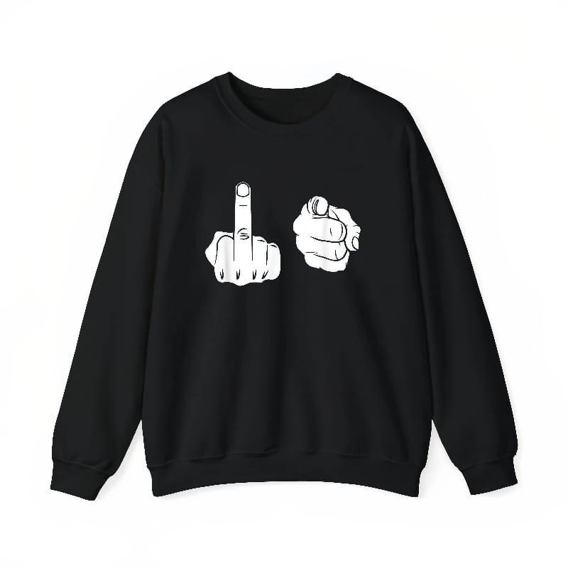 Funny Middle Finger Graphic T-Shirt - Novelty Pointing Gesture Tee Made in USA