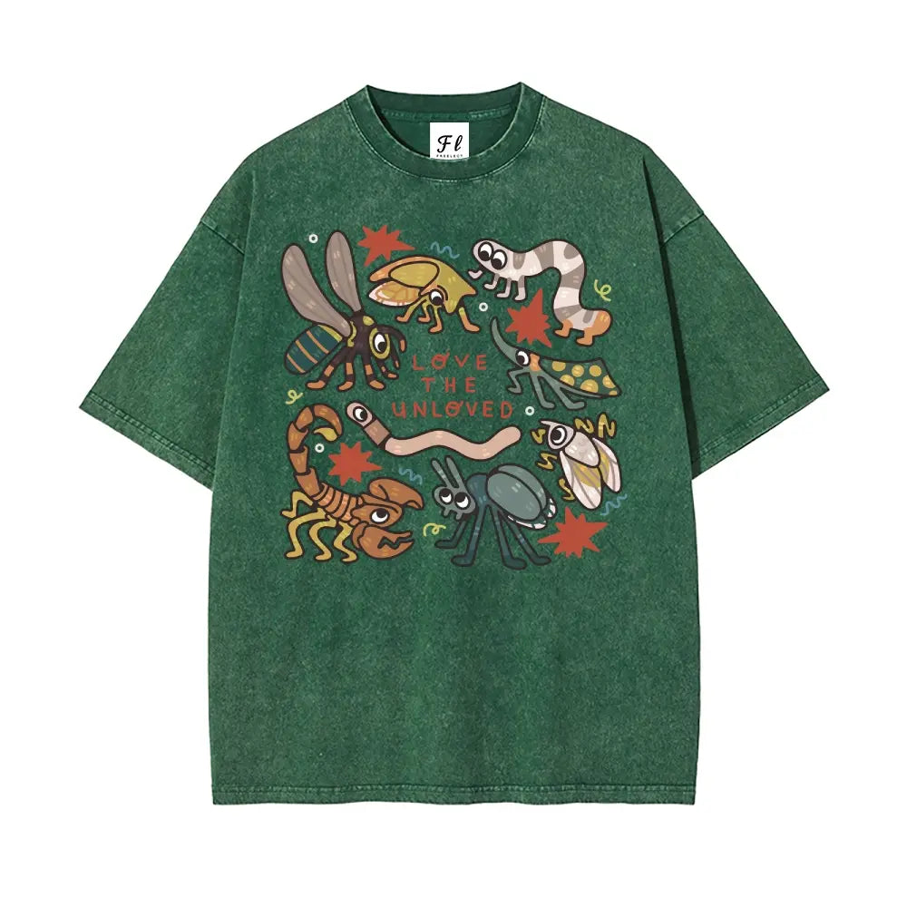 Love The Unloved Insect Lover Shirt S~5XL Oversize Unisex Washed T-Shirt for Women and Men's Unisex Fit Batik Cotton Oversize Streetwear Menswear  Super Soft Pre-Shrunk