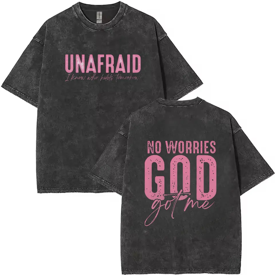 Uplifting and Spiritual Tee: "Unafraid" and "No Worries" Statements for a Confident Faith - filled Look