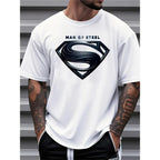 Justice League Men's Plus Size T-Shirt | Man of Steel Graphic Crew Neck Short Sleeve Casual Tee S-4XL