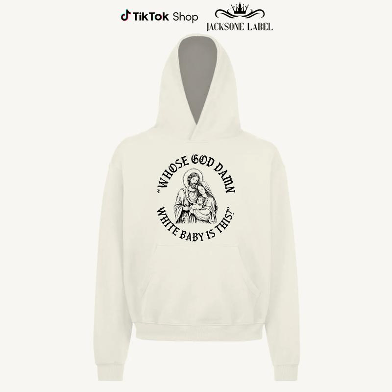 Whose God Damn White Baby Is This T-Shirt Sweatshirt Hoodie, Whose White Baby Is This Tee, Funny Meme Jesus Shirt, Funny Christ Sweatshirt, Funny Chritsmas Shirt, Jesus Homor Unisex Cotton Graphic Tee