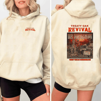 New Release Treaty Oak Revival West Texas Degenerate Hoodie – Country Rock Graphic Hoodies, Western Vintage Cowboy Music Sweatshirt, Retro Band Merch, Perfect Gift for Music Lovers