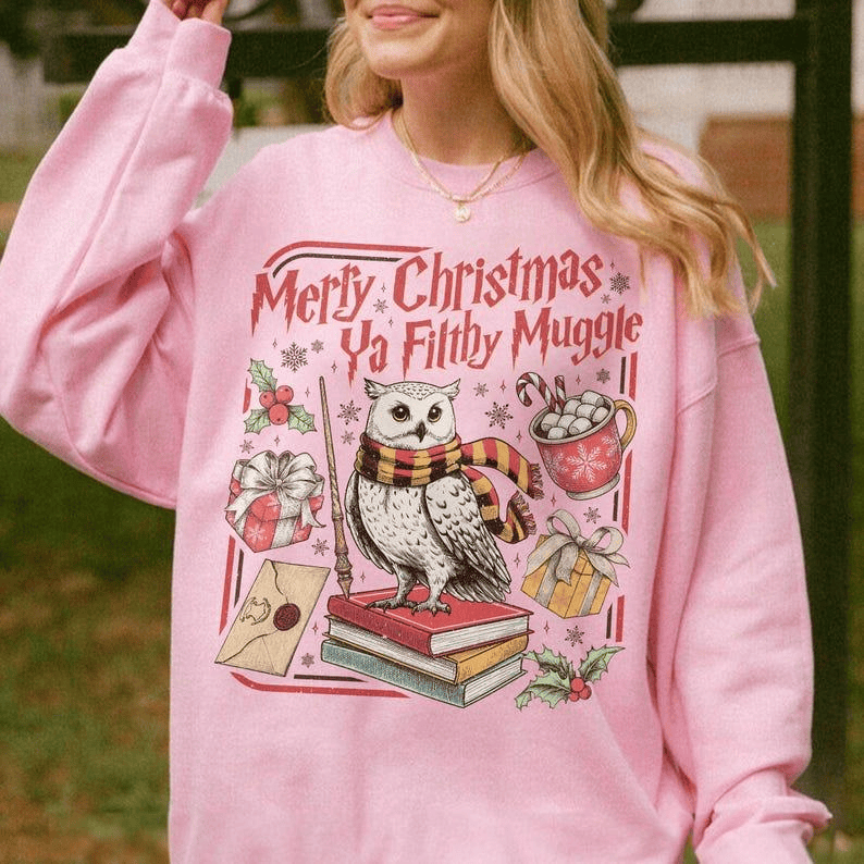 Merry Christmas Ya Filthy Vintage Sweatshirt Retro Wizard Holiday Sweater Wizard Christmas Crewneck Gift For Fans