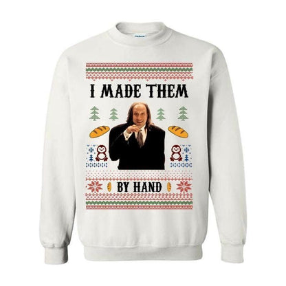 I Made Them By Hand Ugly Sweatshirt Shirt Hoodie, Scary Movie Dinner made by Hand Meme Shirt, Funny Ugly Shirt For Christmas, For Men And