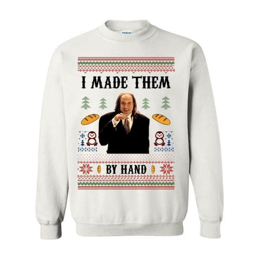 I Made Them By Hand Ugly Sweatshirt Shirt Hoodie, Scary Movie Dinner made by Hand Meme Shirt, Funny Ugly Shirt For Christmas, For Men And