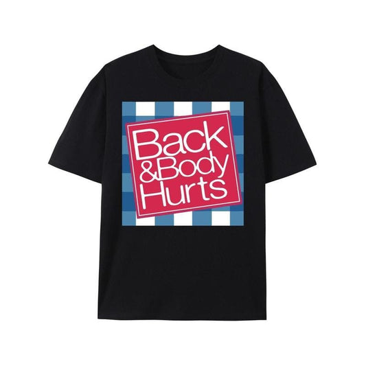 Summer T-shirt elaxed Fit Graphic T Shirt for Men - Casual Short Sleeve Tee with Funny 'Back And Body Hurts' Print for Summer, Spring