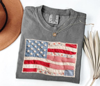 Comfort Colors Retro American Flag Shirt,  USA Tee, 4th of July Shirt, Patriotic Graphic Shirt, Fourth of July Shirt (Printed)