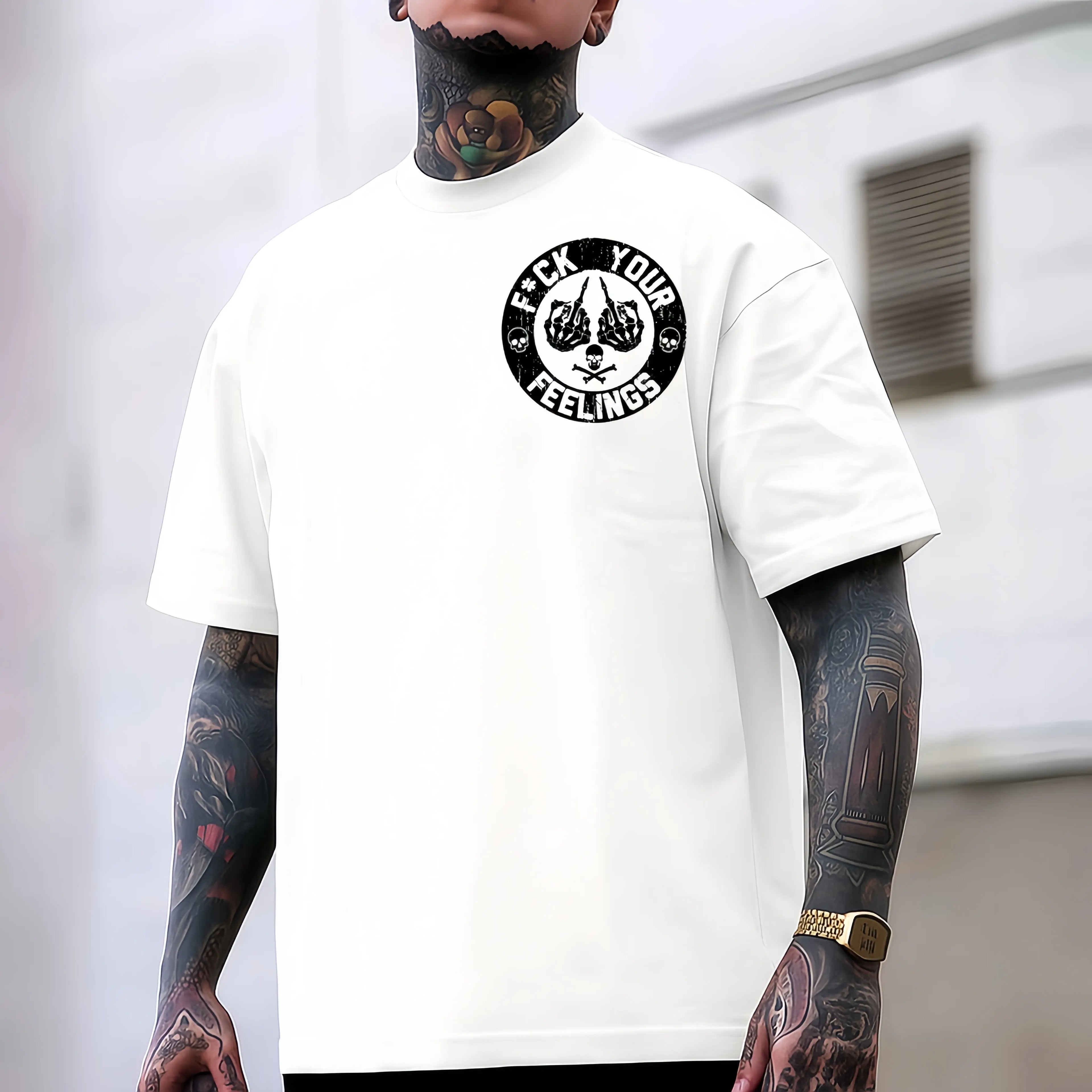 F*ck Your Feelings Skull Tee - Bold Statement Graphic T-shirt | Limited Edition Streetwear Casual Angel graphic tee shirts men