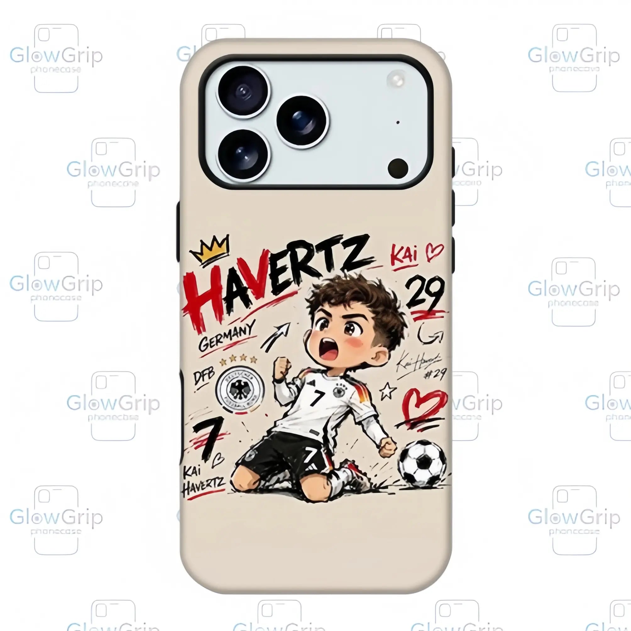 Cute Q-Version Cartoon Football Star MagSafe Case – Graffiti Soccer Athlete Cover for iPhone 17 Pro Max