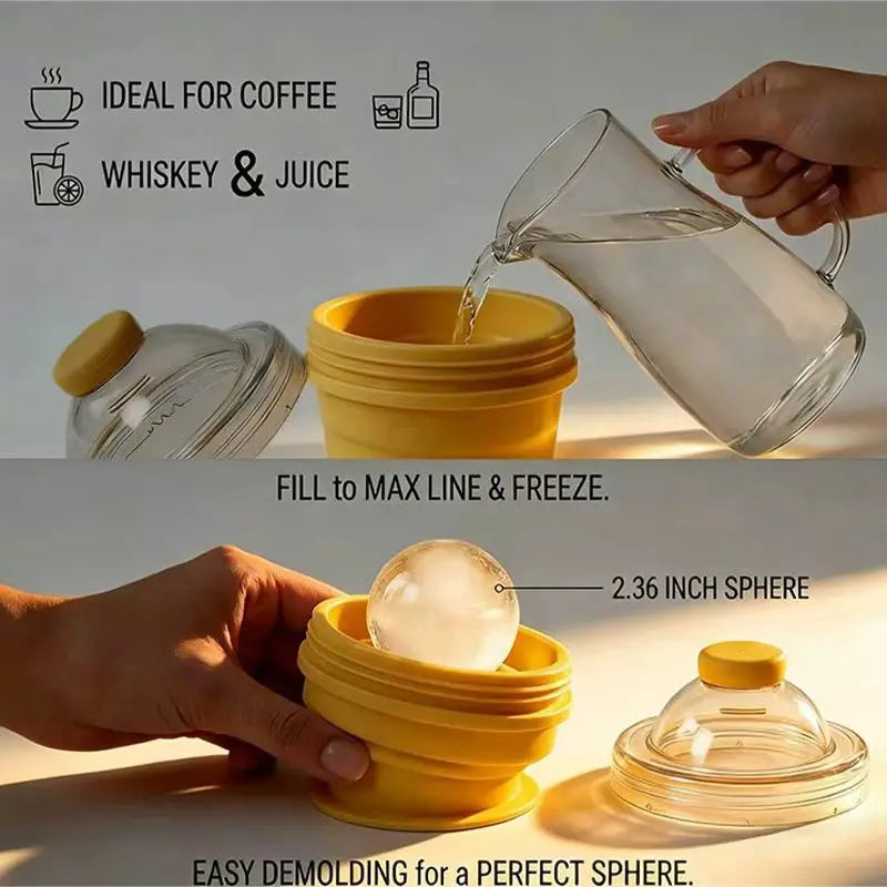 Folding ice hockey cup, silicone cup, summer ice hockey folding water cup, creative silicone ice cube mold, large spherical homemade whiskey freezer.