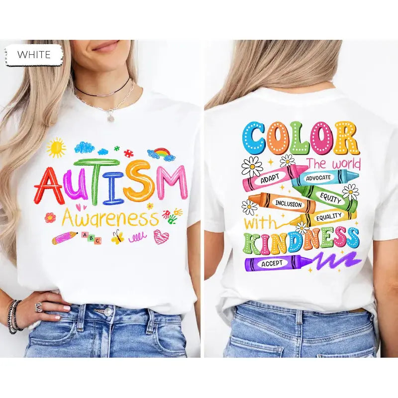 Autism Awareness T-shirt: 2-sided Print, SPED Teacher T-shirt, Special Education T-shirt, Brushstroke Autism T-shirt, ADHD Autism Mom Gift