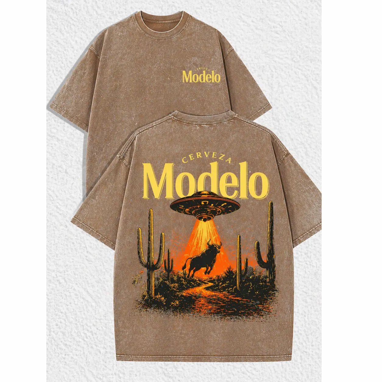 Vintage Cerveza Modelo UFO Abduction Tee | Retro Desert Graphic T-shirt