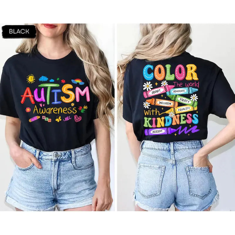 Autism Awareness T-shirt: 2-sided Print, SPED Teacher T-shirt, Special Education T-shirt, Brushstroke Autism T-shirt, ADHD Autism Mom Gift