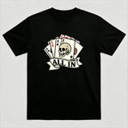 Vintage Poker Skull Graphic T-Shirt for Men – Retro Playing Cards Cotton Crew Neck Tee