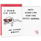 Cute First Fathers Day/ Parents day Card for New Dad, Two-sided 1st Fathers Day Gift from Baby Girl Boy, I Used to Live in Your Balls # Parents Day card