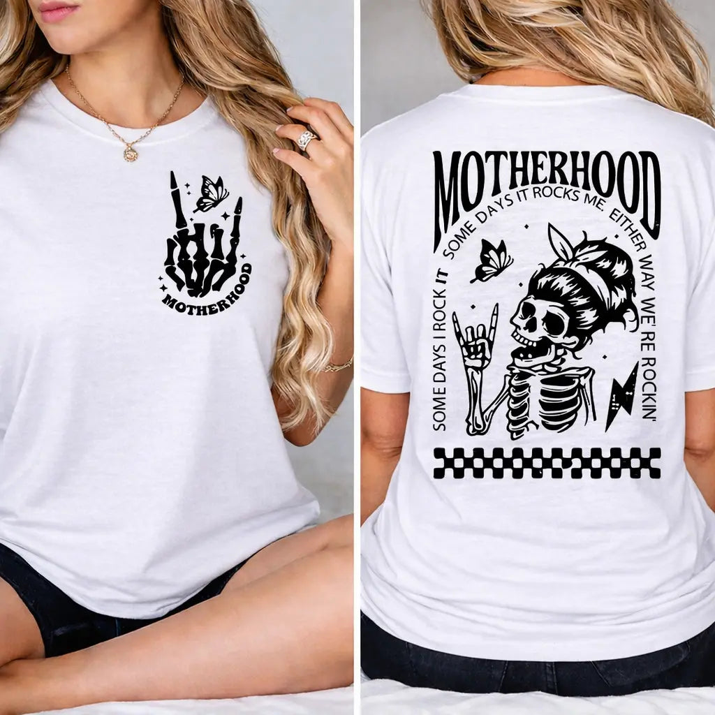 “Motherhood: Sometimes I Rock It, Sometimes It Rocks Me” Mom Tee – Funny Mother’s Day Gift