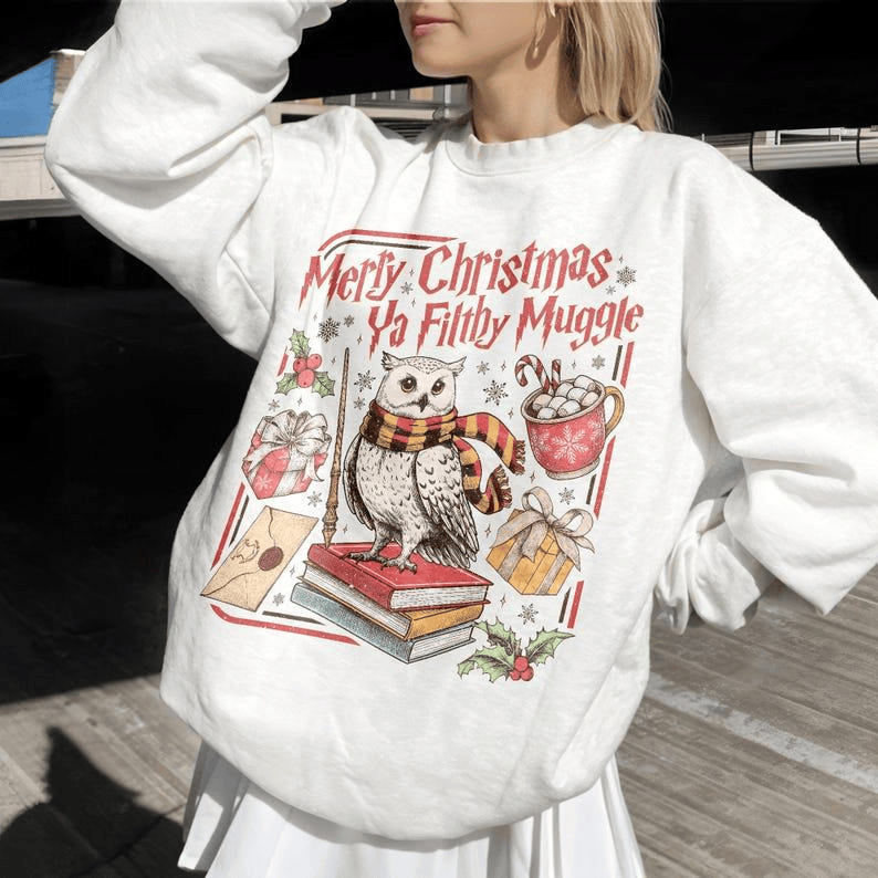 Merry Christmas Ya Filthy Vintage Sweatshirt Retro Wizard Holiday Sweater Wizard Christmas Crewneck Gift For Fans