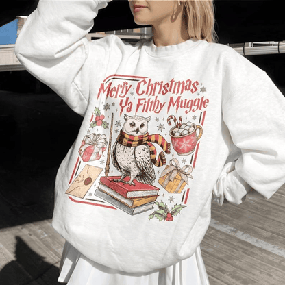 Merry Christmas Ya Filthy Vintage Sweatshirt Retro Wizard Holiday Sweater Wizard Christmas Crewneck Gift For Fans