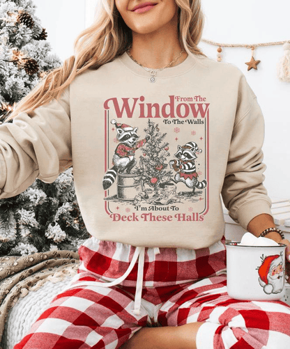From the Windows to the Walls Shirt, Funny Raccoon Christmas Shirt, From the Window to the Walls Deck These Halls Shirt
