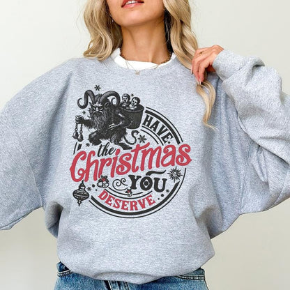 Krampus Christmas Sweatshirt, Sarcastic Funny Christmas Krampusnacht, Spooky Christmas Crewneck, Dark Horror Xmas, Dark Humor Sweater