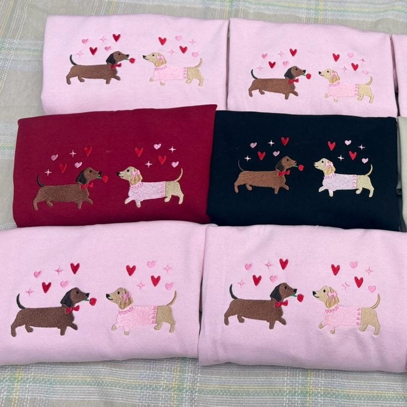 Dachshund Valentine’s Day sweatshirt embroidered sweatshirt