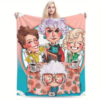 Golden Years Cartoon GG Blanket Warm Napping Blanket for Living Room Office Travel Versatile Gift Blanket Cartoon Print for All Seasons Halloween Decor Christmas Gifts Birthday Decorations Flannel Material Special Design