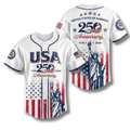USA 250th Anniversary Baseball Jersey, Patriotic Statue of Liberty Print Shirt, Unisex Independence Day 4th of July Outfit, 1776–2026 Semiquincentennial Patriotic Jersey