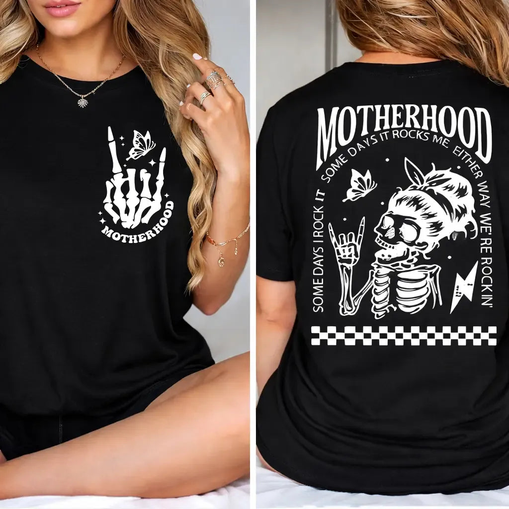 “Motherhood: Sometimes I Rock It, Sometimes It Rocks Me” Mom Tee – Funny Mother’s Day Gift