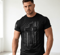Cross USA Flag T-Shirt Christian Men Faith Gym Christ Casual Cotton Top