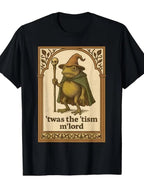 Men's Funny Wizard Frog Autism Consciousness T-shirt-'This is my disease' Medieval Frog Pattern Short Sleeve, Black Top, Suitable for Masquerade, Comic-Con and Daily Leisure Wear-Perfect Gift for Adults, skin-friendly softness, outdoor