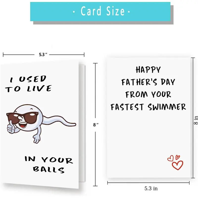 Cute First Fathers Day/ Parents day Card for New Dad, Two-sided 1st Fathers Day Gift from Baby Girl Boy, I Used to Live in Your Balls # Parents Day card