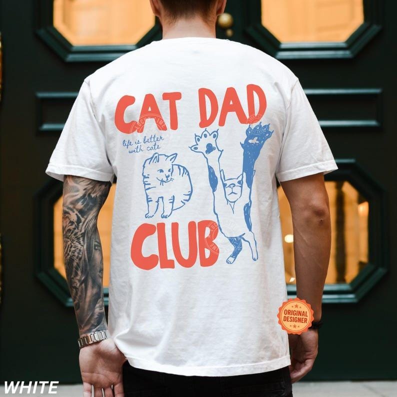 Cat Dad Shirt, Cat Dad Tee, Comfort Colors Cat Dad Club TShirt, Back Design Tee Funny Cat Shirt, Cat Lover, New Cat Dad Shirt, Pet Parent