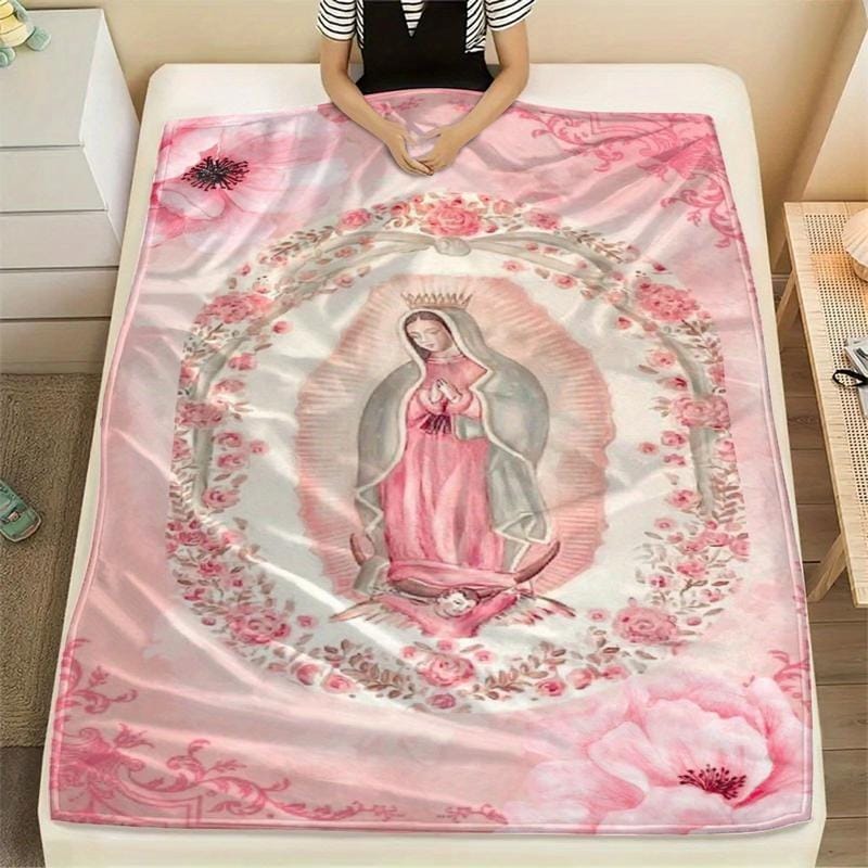 Virgin Mary Printed Flannel Blanket Soft Funny Throw Blanket