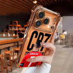 Electroplated Transparent Football Phone Case – Shockproof TPU Airbag Cover for iPhone 17 Pro Max