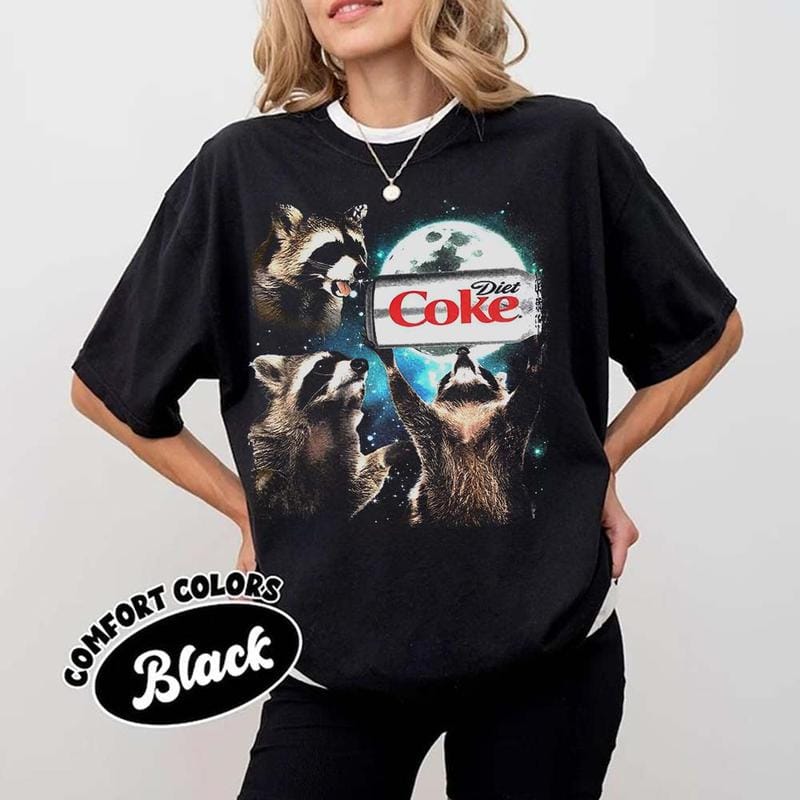 Drei Waschbären Diet Coke Vintage Comfort Color T-Shirts, lustiges Meme Genz Dank Raccoons, Geschenkidee, Unisex-T-Shirt, Herrenunterwäsche Rundhalsausschnitt 