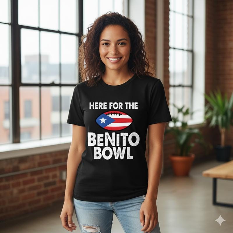 Cotton Here For The BENLlTO Bowl Tee Puerto Rico Flag Football Graphic Unisex T-shirt Summer Casual Round Neck Short Sleeves