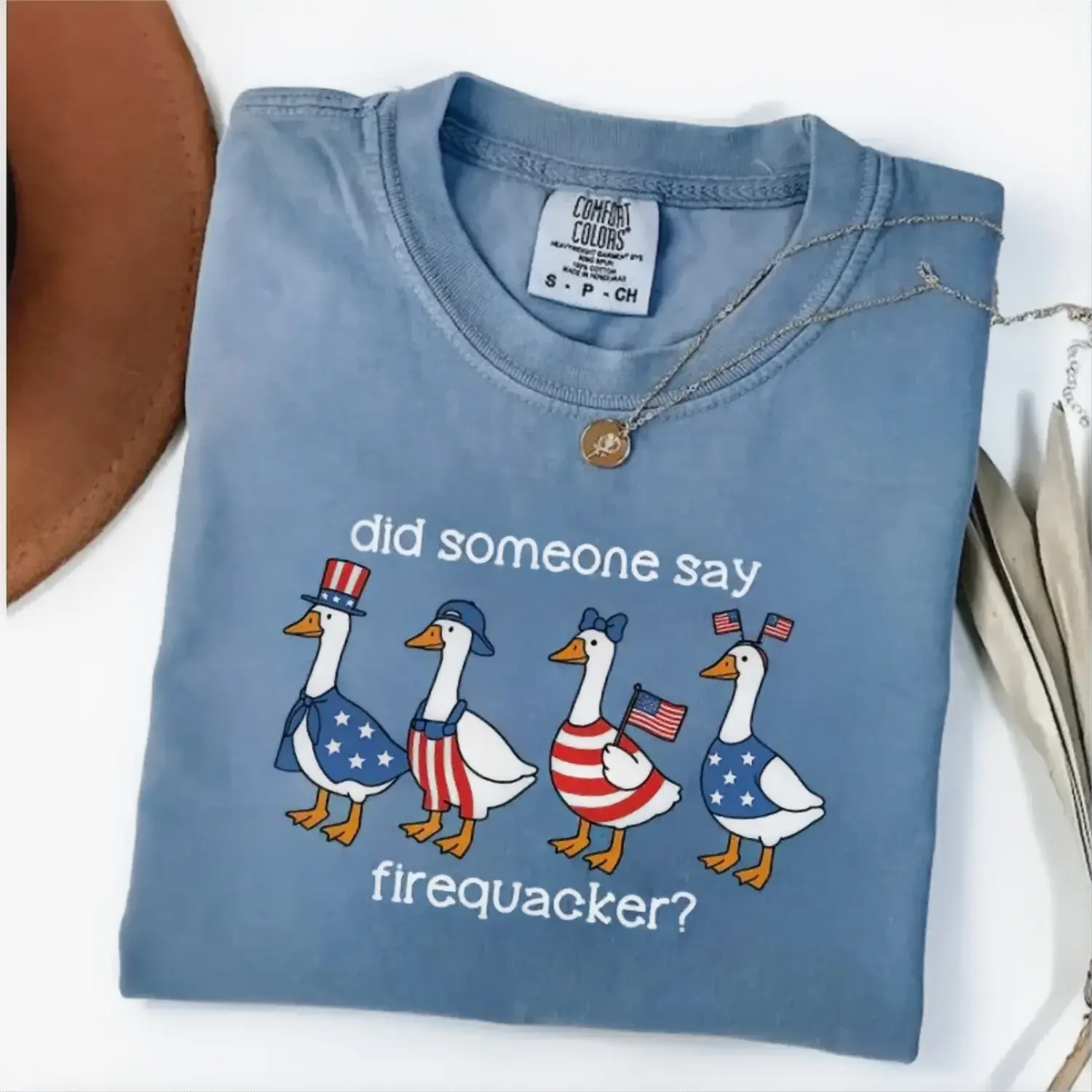 Comfort Colors Firequacker Goose Shirt, Funny 4th of July Tee, Patriotic American Flag Shirt, Cotton Tee - Printfamily