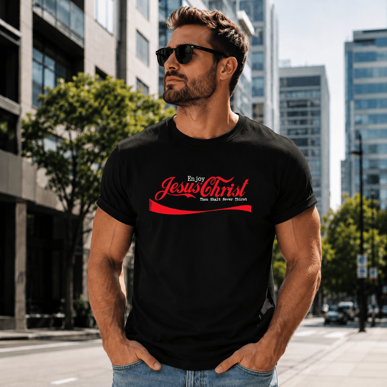 “Enjoy Jesus” Vintage Soda Script Tee | Christian Faith Graphic T-Shirt