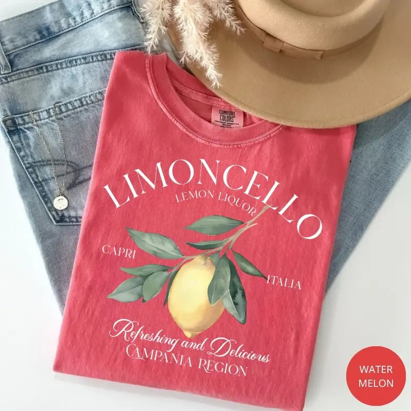 Comfort colors Limoncello Tee, Refreshing Lemon Graphic T-Shirt, Italian Summer Shirt, Citrus Fruit Design Tee, Amalfi Coast Vacation Aesthetic Unisex Top
